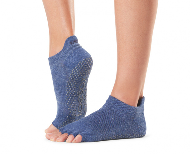 Ponožky na jógu bezprsté nízké Navy Blue
