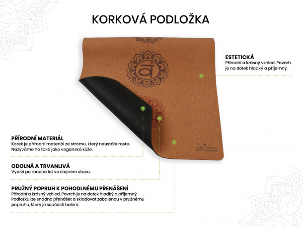 Korková podložka na jógu 7 Chakras