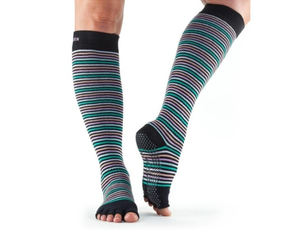 Podkolenky na jógu bezprsté Retro Black Stripe 