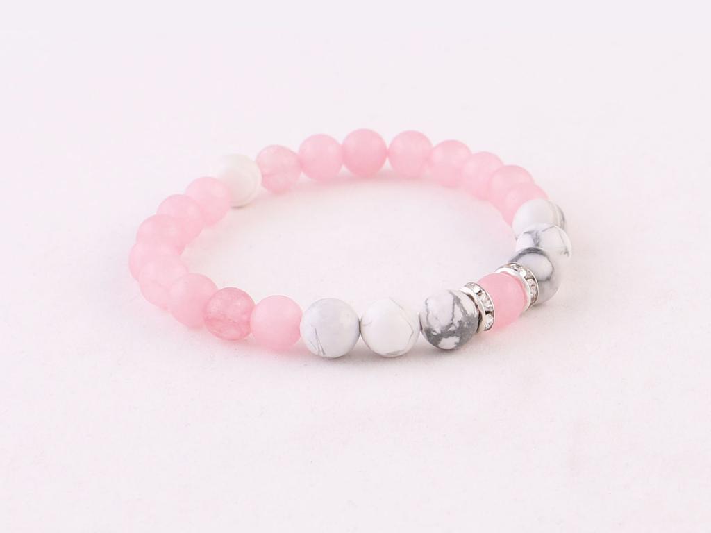 Náramek howlite a růženín